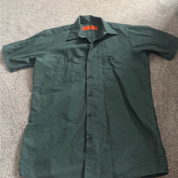 Red Kap Sage Green Button Down Work Shirt Sz M - Picture 2 of 5